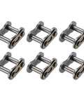 Heavy Duty ISO DIN 16B-1 Roller Chain Master Link Connector Kit With 25.4mm Pitch showing six manganese steel clips for heavy machinery repairs.