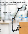 22 Inch Magic Arm Clamp Overhead Phone Mount Stand For Desk Camera And Light Flexible Articulating Boom Arm For POV Shots