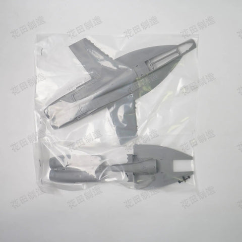 EA 18G Growler Electronic Attack Aircraft Model Kit components in bag, 1/48 scale for builders to assemble on workbench