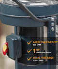 Close-up of 1 HP Dust Collector With 1 Micron Bags And Mobile Base, highlighting control panel and specifications.