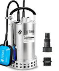 Beastly 304 Stainless Submersible Sump Pump With Float Switch 1HP 4600GPH Automatic Water Removal For Pools Basements