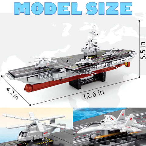 8 In 1 WW2 Aircraft Carrier Building Set With Helicopter And Boat Epic Naval Battleship Toy Dimensions