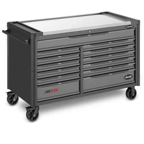 Extra Big Heavy Duty Beefy Rolling Tool Cabinet With Stainless Steel Workbench Top Includes 929 Piece Professional Socket Wrench Set for Shop Or Garage Ready, 1625 x 695 x 1017 mm.