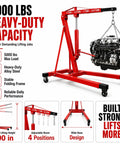 Heavy Duty 5000 Lbs Folding Engine Hoist With 8 Ton Hydraulic Pump Cherry Picker Crane, lifting engine, alloy steel, stable design.