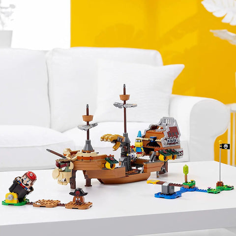 Super Mario Bowser’s Airship Expansion Set 71391 Epic Buildable Play Toy displayed on white table in living room