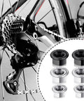 Close-up of rear bike wheel with 12 Piece Bike Axle Nut And Safety Washer Kit In Three Sizes For Front And Rear Wheels shown