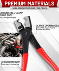 Ultimate 4-Piece Hose Clamp Pliers Kit with long-reach spring pliers used on car engine hoses