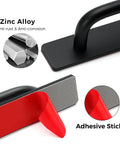 Self Adhesive Cabinet Handles 5.83 Inch Black Zinc Alloy Drawer Pulls showing anti-rust construction and adhesive application