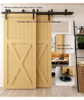 Beefed Up Sliding Barn Door Hardware Kit For Bypass Doors, Adjustable Length From 153 To 422 Centimeters, Dual Door Rail System