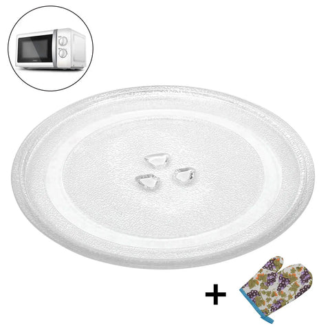 Universal 12.4 Inch Microwave Glass Turntable Plate Replacement for Most Models, 315mm round tray with glove