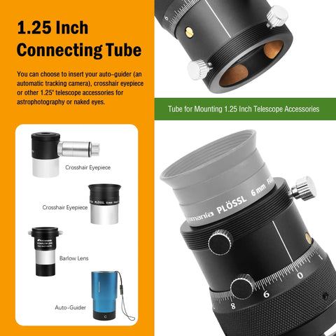 Off Axis Guider With Microfocus Dual Helical Focuser Aluminum Telescope Accessory with 1.25 inch tube and connecting parts