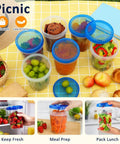 34 Oz Reusable Freezer Safe Food Storage Containers 10 Pack With Twist Top Lids Airtight Meal Prep Containers on picnic table