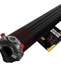 Right Side Garage Door Torsion Spring 234x2x25 For Easy Replacement Precision E Coating 5 Year Warranty Minimum 30 000 Cycles Black Cone Finish One Spring Only For Inside View with installation instructions
