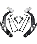 Beefed Up 8 Piece Front Lower Control Arm With Ball Joint Suspension Kit For Ford Explorer 2011 To 2017 And Ford Police Interceptor Utility 2013 To 2017 Includes Outer Inner Tie Rod Ends And Sway Bar Links, black steel