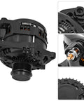 Heavy Duty 330 Amp High Output Alternator Fits Ford F150 Pickup with clear view of connectors and shaft for easy installation.