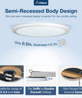 12 Pack Slim LED Semi Recessed Canless Downlights Kit DIY Ready With Junction Box details on design and fitting dimensions