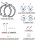 Garage Door Cable And Pulley Replacement Kit With Two Pairs Of Galvanized Aircraft Cables And Four Heavy Duty Three Inch Pulleys And Fasteners