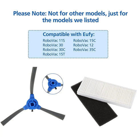 All In One RoboVac Replacement Parts Kit That Fits 11S 30 30C 15C 12 25C 35C 15T with brush and filter displayed