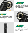 17 Piece Flexible Drill Bit Extension Kit With 105 Degree Right Angle Attachments showing close-up views of adapters