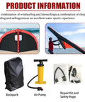 Portable Foldable Wind Wing For Kite Surfing Inflatable Foil With Window Dope Water Sports Gear Built Tough From Wear-Resistant Polyester With TPU Film For Durability And Clear View Easy Setup On The Water with backpack and accessories