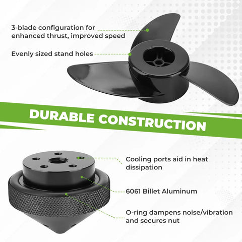 3-Blade Trolling Motor Propeller With Aluminum Nut For MotorGuide XI3 XI5 Compatible With 3.5 Inch Motors, durable parts shown