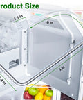 Front view of white ice maker bin with metal handle; thermistor temperature sensor replacement part.