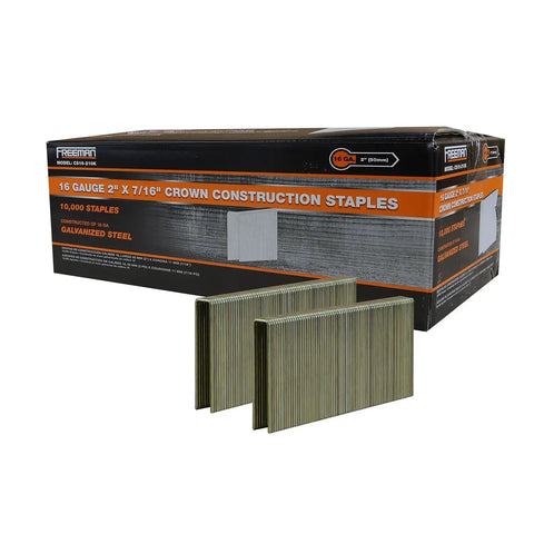 Box of 16-Gauge Medium Crown Construction Staples For Glue Collated DIY Projects 2 Inch Galvanized Steel 10,000 Count