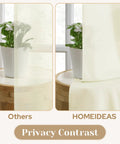 Privacy Sheer Curtains Set 52 By 96 Inches Two Panels Cream Ivory Lightweight Window Drapes shown with privacy contrast