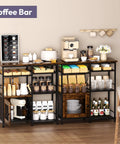 Farmhouse Style Coffee Bar Cabinet Station With Doors Rustic Kitchen Storage Organizer Small Coffee Stand setup