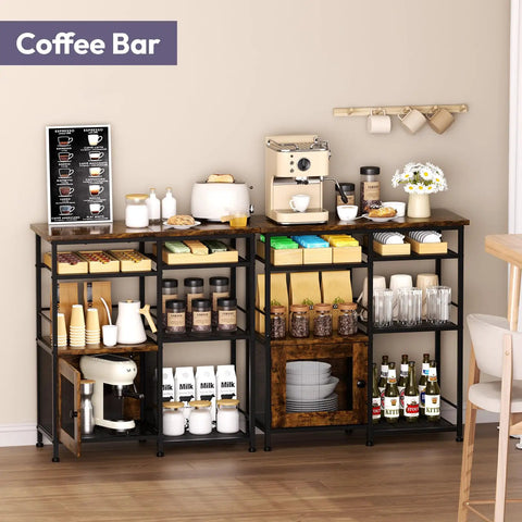 Farmhouse Style Coffee Bar Cabinet Station With Doors Rustic Kitchen Storage Organizer Small Coffee Stand setup