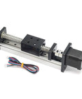 1 Piece SFU1605 Linear Rail Guide Ballscrew With Square Rails And NEMA17 Stepper Motor 150mm Stroke For DIY CNC Router X Y Z Linear Stage Actuator 0.03mm Repeatability High Precision, front view with wiring cable