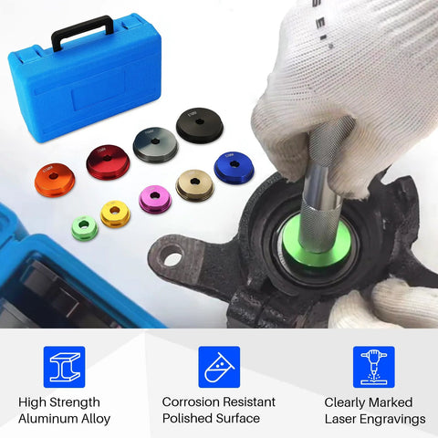 Bearing Race And Seal Driver Set 10 Piece Bearing Press Kit With 9 Adapters in use with high-strength aluminum alloy components