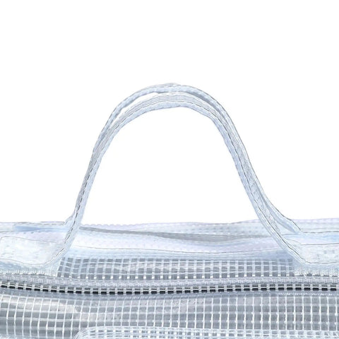 Clear Antistatic Crossbody Tool Bag Hella Durable Cold Pvc Build for Field Engineers And Tech Crews, top view showing handles.