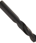 Close-up of a single bit from the High Speed Steel Short Length Drill Bit Set In Metal Case With Black Oxide Finish And 135 Degree Split Point For Ferrous Materials 15 Piece Inch Sizes From 1/16 To 1/2 In 1/32 Increments.