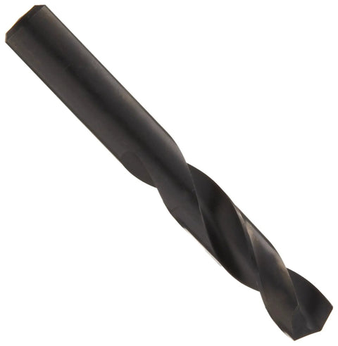 Close-up of a single bit from the High Speed Steel Short Length Drill Bit Set In Metal Case With Black Oxide Finish And 135 Degree Split Point For Ferrous Materials 15 Piece Inch Sizes From 1/16 To 1/2 In 1/32 Increments.