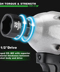 15 Piece Half Inch Drive Metric Low Profile Stubby Impact Socket Set 10mm Through 24mm 6 Point CrMo No Skip Sizes Compact Shorty