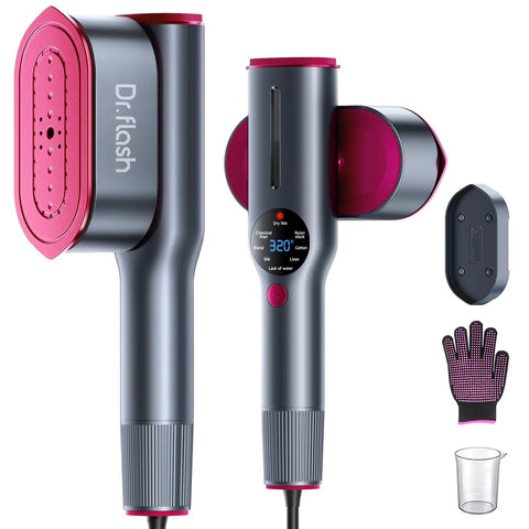 2 In 1 Travel Steamer And Iron For Clothes With 15 Second Heat Up And 1200W Power, includes glove, base, measuring cup