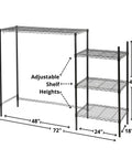Gunmetal Gray Beefy Adjustable Shelving Unit With 18 Gauge Steel, Tool Free Assembly, 300 Lb Capacity, 1 Inch Shelf Increments, Durable Wire Frame With Venting For Electronics, Perfect Garage And Home Organization. 72x24x53 in wire shelving