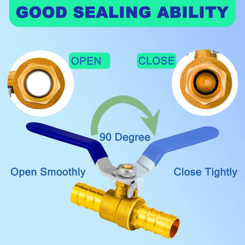 Beefy 2 Pack 3 Quarter Inch Heater Hose Shut Off Ball Valve With Barbed Fittings and Blue Handles for Smooth Fluid Control