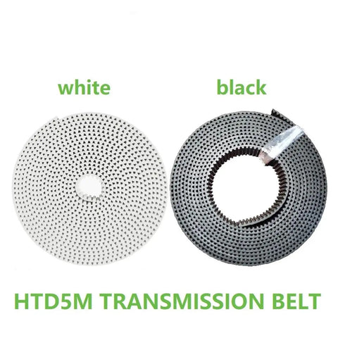 Polyurethane PU HTD 5M Timing Belt 15 Tooth HTD5M 25 Replacement For Open Ended Conveyors And Transmission Drives White 50MM Wide 50 Meter Length Beefed Up Heavy Duty Build, white and black belts