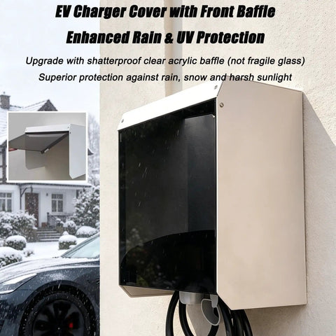 Heavy Duty Weatherproof EV Charger Cover Road Warrior Metal Wall Mount Shield rust proof cover with baffle for rain protection.