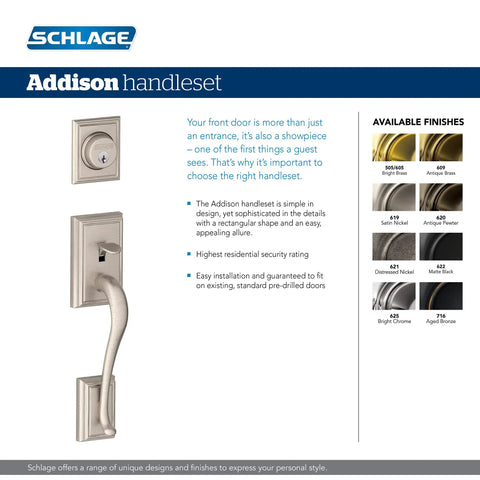 Addison Front Entry Handleset With Georgian Knob In Aged Bronze Finish, Keyed Deadbolt, One Side Entry, security hardware