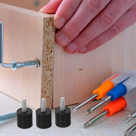 M6 Screw In Rubber Furniture Levelers With Anti Slip Grip Noise Reduction Heavy Duty Adjustable Feet For Sofas Tables Chairs Easy Install Floor Protection Ideal For Living Rooms And Bedrooms installed on a wood cabinet