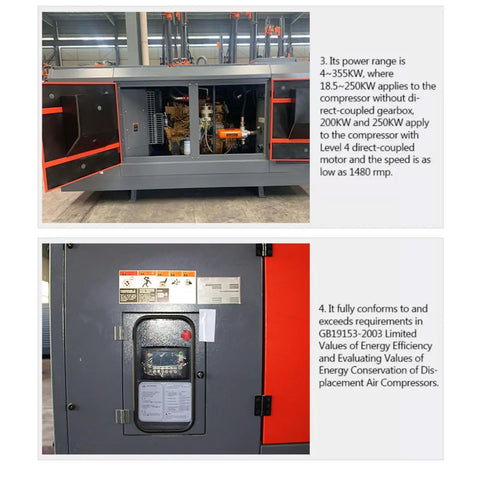 Heavy Duty Oil Free Rotary Screw Air Compressor Built For The Daily Grind Workshop And Factory Floor With High Pressure Air Delivery That Runs Slick All Day Long, side view with open panels.