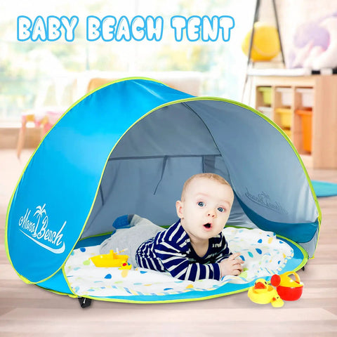 Pop Up Baby Beach Tent Shade Lounge With Auto Open Portable Sun Shelter For Infants Under Three UV 50 Plus Protection