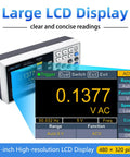 Workhorse Bench Digital Multimeter With 55000 Counts showing AC volts on large 3.7-inch LCD display with function options
