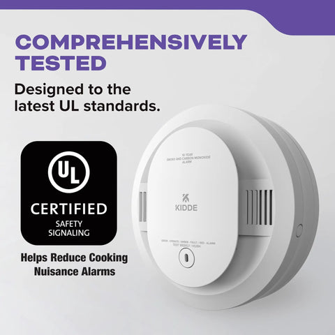 Two In One Smoke And Carbon Monoxide Detector Bundle With Ten Year Battery, Model 30CUD10, Two Pack, Faster Smoke Detection, Red LED Alert For Home Safety. UL certified detector