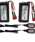 Two Pack 7.4V 1500mAh 15C Li-ion RC Battery With T Plug Connector And USB Cable For 9155 And 9156 RC Truck