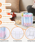360 Degree Spin Drink Packet Organizer For Pantries And Cabinets, clear acrylic holder, five compartments, drinks stored inside