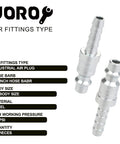 Heavy Duty Quarter Inch Air Plug With Hose Barb Slick Steel Construction Rock Solid 300 Psi Rating Badass Industrial Grade 10 Piece Pack for air compressor setup with 1/4 inch barb.